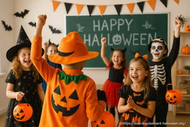 Les enfants fêtent halloween à l'école d'aigaliers en octobre 2025