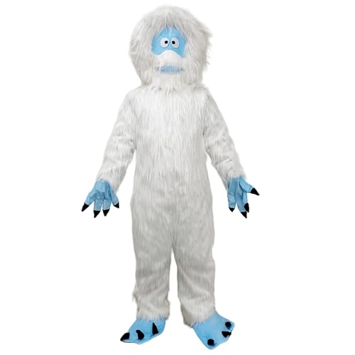 LaKimLin Costume de mascotte Yeti pour adulte en fourrure bl