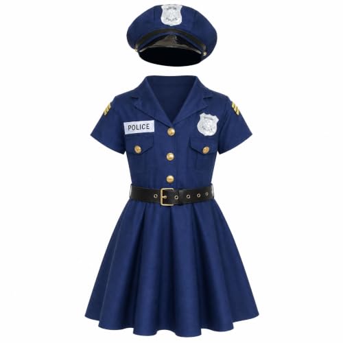 Gekyve Déguisement Policière Fille, Robe Déguisement de Poli