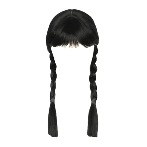Perruque Mercredi Addams, Perruque pour Fête dHalloween et C
