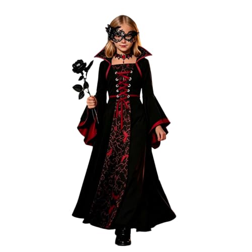 Déguisement Vampire Fille Halloween Robe Gothique Longue 3-1