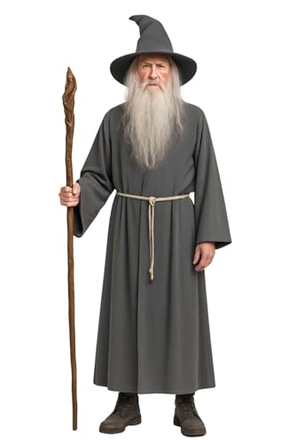 Gandalf Costume de sorcier pour homme Gris Robe, chapeau, ce