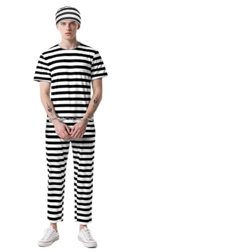 BSBUY Costume Prisonnier Homme, Deguisement Prisonnier dHall