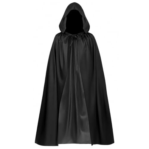 QIGHLIS Cape à Capuchon Noire Déguisement, 90 cm Cape à Capu