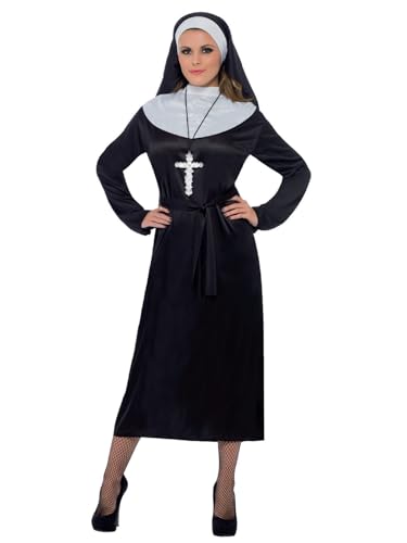 Smiffys Costume de religieuse, noir, avec robe et coiffe Hal