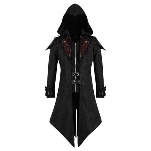 MVFEUIJ Steampunk Veste à capuche pour homme - Manteau vinta