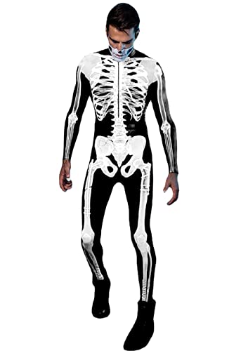 Miaikvs Costume squelette pour homme – Combinaison squelette