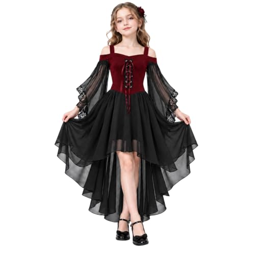Déguisement Halloween Fille Robe Gothique, Costume de Vampir