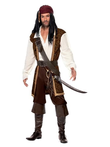 Smiffys Costume pirate de haute mer, marron, avec haut, pant