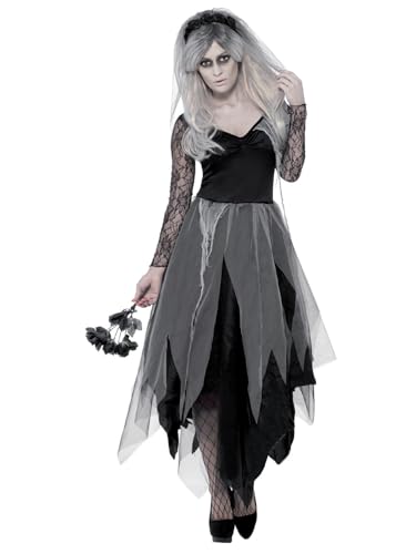 Smiffys Costume de mariée du cimetière, avec robeet voile ro