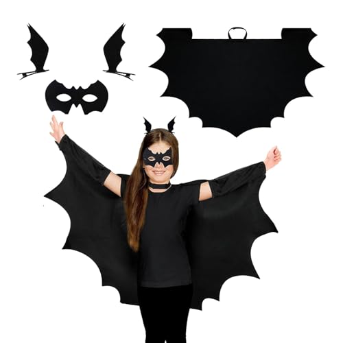 JSRHEEM Ensemble Cape de Chauve-souris Halloween pour Enfant