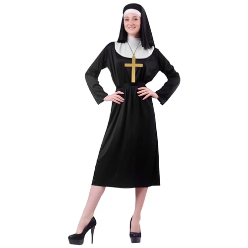 Aomig Déguisement de Nonne Adulte Noir Costume de Nonne Sœur