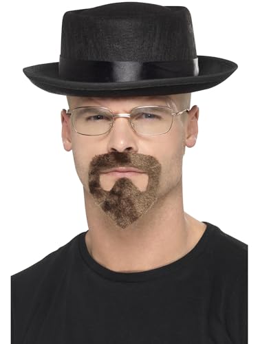 Smiffys Kit Heisenberg, Noir, avec chapeau, lunettes et bouc