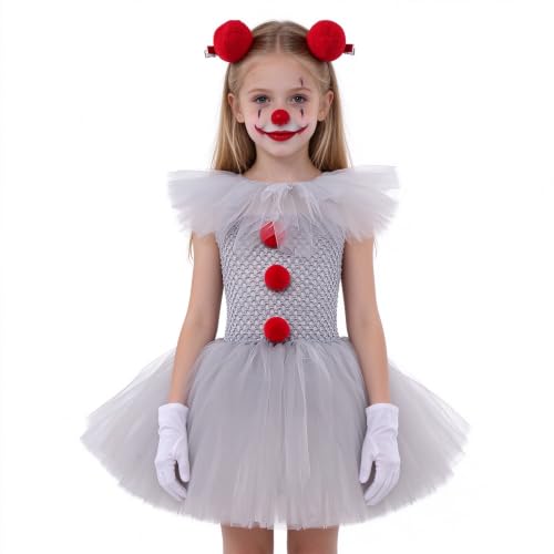 Déguisement Halloween Enfant Fille Costumes de Clown Robe Bo