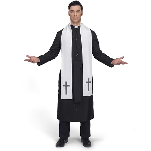 Spooktacular Creations Étole de robe de prêtre noire pour ho