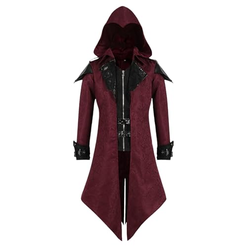 MVFEUIJ Steampunk Veste à capuche pour homme - Manteau vinta