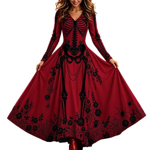 Générique Deguisement Halloween Femme Robe Longue À Manches 