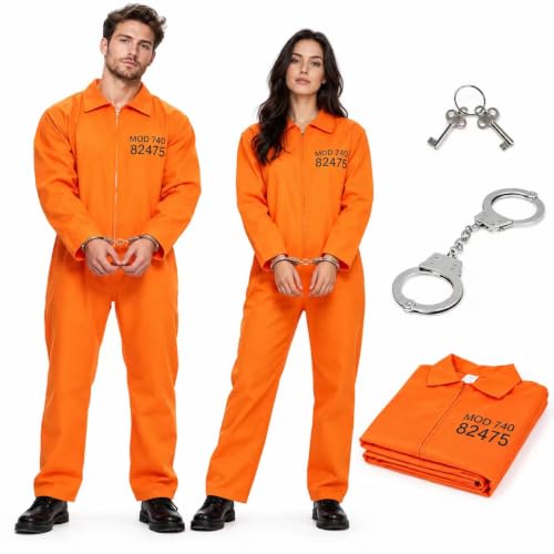 Aliyuhao Costume de prisonnier pour homme et femme,Jumpsuit 