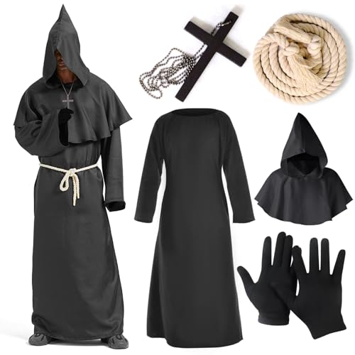 YADODO Deguisement Moine Adulte Homme Robe de Moine Prêtre C