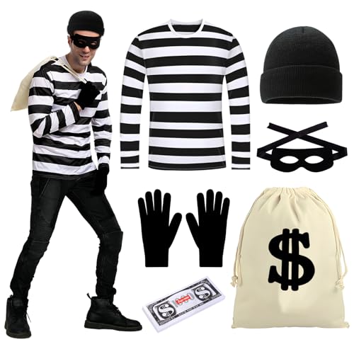 Costume Voleur Adulte Homme, Costume de Voleur de Banque Hom