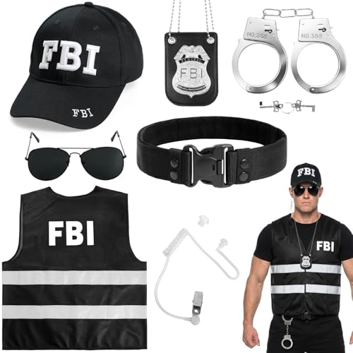 BTHRORO Déguisement de policier du FBI pour adulte, Gilet FB