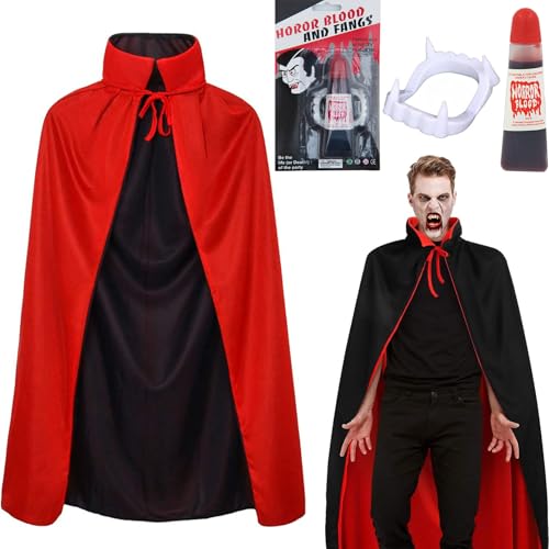 Winwild 3Pcs Vampire Costume Hommes Set,150CM Cape Vampire H