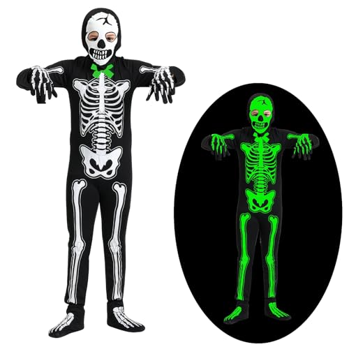 ZZXLOPEZ Costume de Squelette Phosphorescents pour Enfant, C