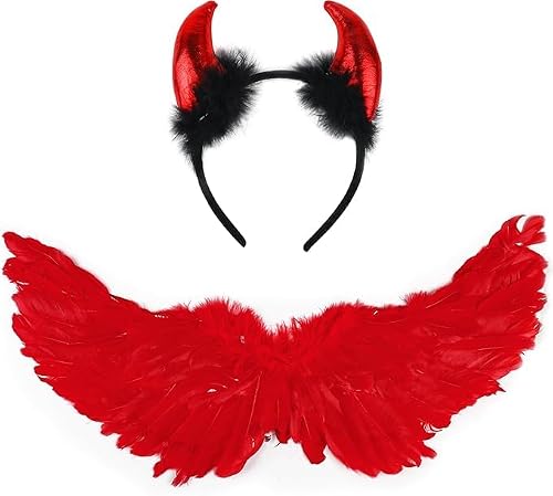 SULOLI Ailes de Diable Rouge Cornes du Diable Ailes dAnge de