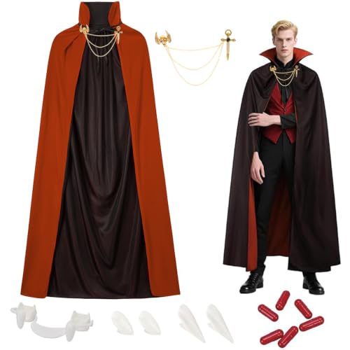 Cape vampire 6Pcs avec col, 150 cm Cape vampire double face 