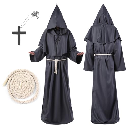 Deguisement Moine, Costume Robe de Prêtre Halloween, Déguise