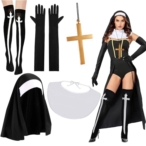 XEPST 5PCS Costume De Nonne Pour Femme - Tenue De Nonne Acce
