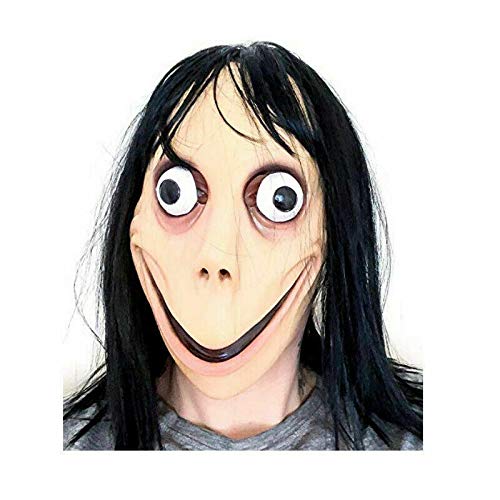 Masque Momo en latex avec cheveux longs pour adulte - Déguis