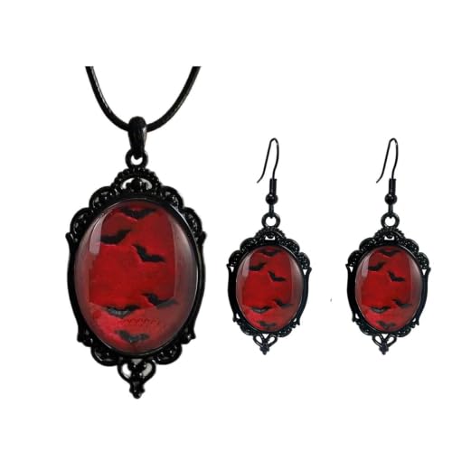 Parure de Bijoux DHalloween Gothique, Camée en Cristal Colli
