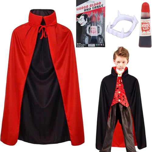 Winwild Costume de Vampire pour Enfants 9-12 Ans - Set 3 Piè