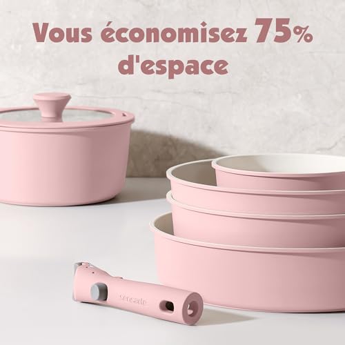 SENSARTE Batterie de Cuisine Induction avec Poignées Amovibl