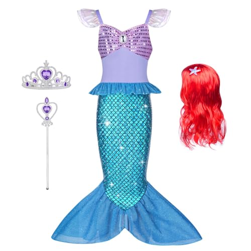 AOOWU Deguisement Robe Petite Sirene Princesse Ariel Costume