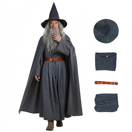 Cuzeolin Gandalf Costume de sorcier pour adultes – Cape à ca
