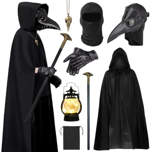 APLOS Costume de médecin de la peste 8 pièces pour adulte, c