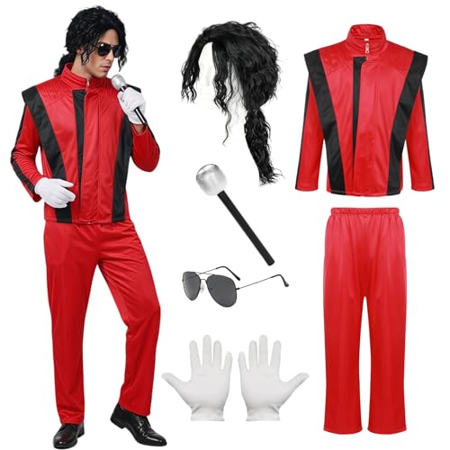Suffolly Costume de musicien King of Pop (rouge, taille M)