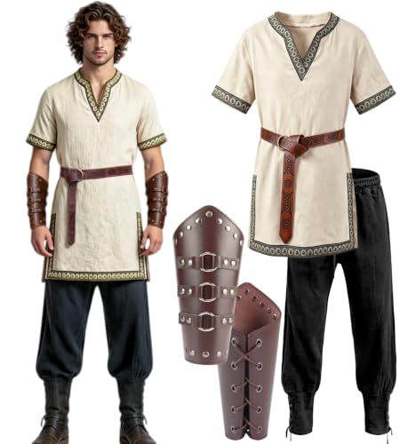 kasahara Costume Médiéval Homme Tunique Renaissance Chemise 