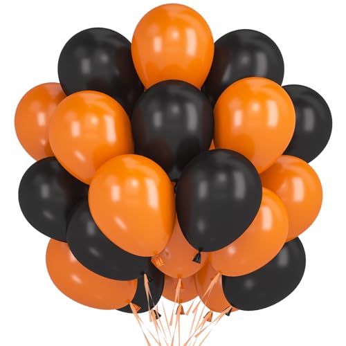 Ballons Noir Orange, 60 Pièces Ballons à Hélium Halloween, B