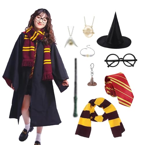 JMOCD Costume Magicien Adulte Enfant, Ensemble de Halloween 