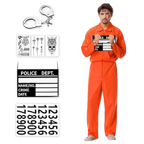 Costume de Prisonnier, Déguisement de Prisonnier Orange, Com