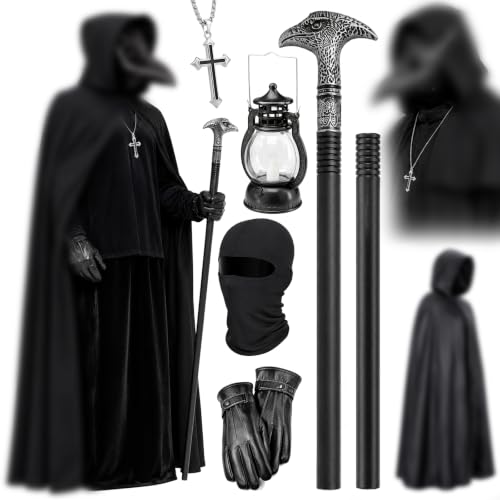 Costume Médecin Peste Médiéval Noir