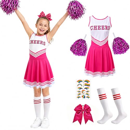 yolzhxe Déguisement Pompom Girl Enfant, 150 cm Costume Pompo