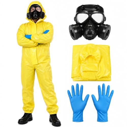 Moerstar Costume dHalloween Hazmat, combinaison jaune à capu