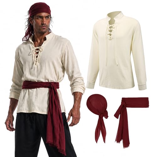 MVFEUIJ Ensemble de vêtements médiévaux pour homme, déguisem