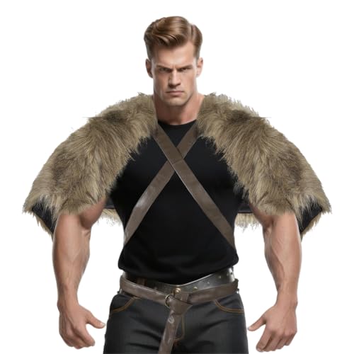 ITODA Cape Viking en Fausse Fourrure Homme Col dÉpaule pour 