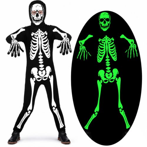 Lubolee Déguisement Squelette Enfant, Deguisement Halloween 