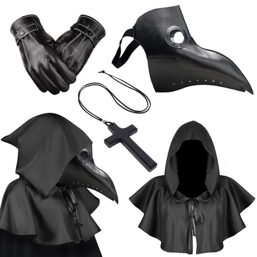 Costume Médecin de la Peste Masque Medecin Peste Noir Cape C